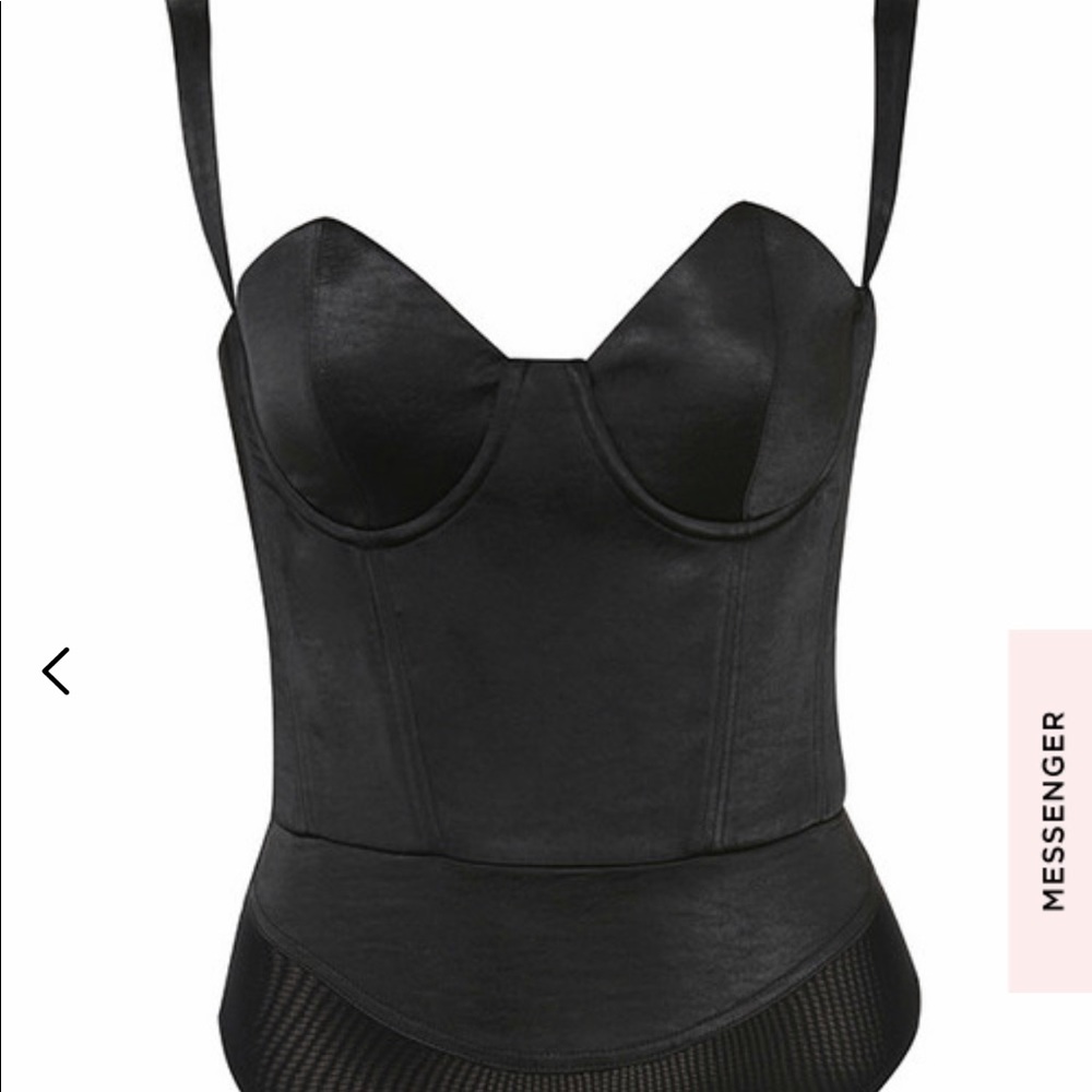 House of CB Black Satin Bodysuit